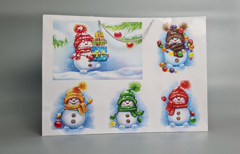 Картонні пакети з ручками Гігант горизонтальні Новорічні 46*33*15-012 (12 шт.) Харків - фото 1