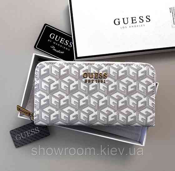 Женский кошелек на молнии Guess (7594) белый Киев