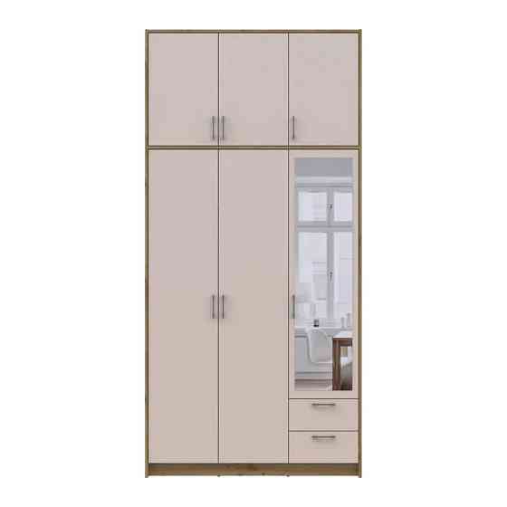 Шафа для одягу Doros Ронді з високою антресоллю і дзеркалом Дуб Артизан/Кашемір 3 ДСП 121х52х260 (DRS-011876) Львів