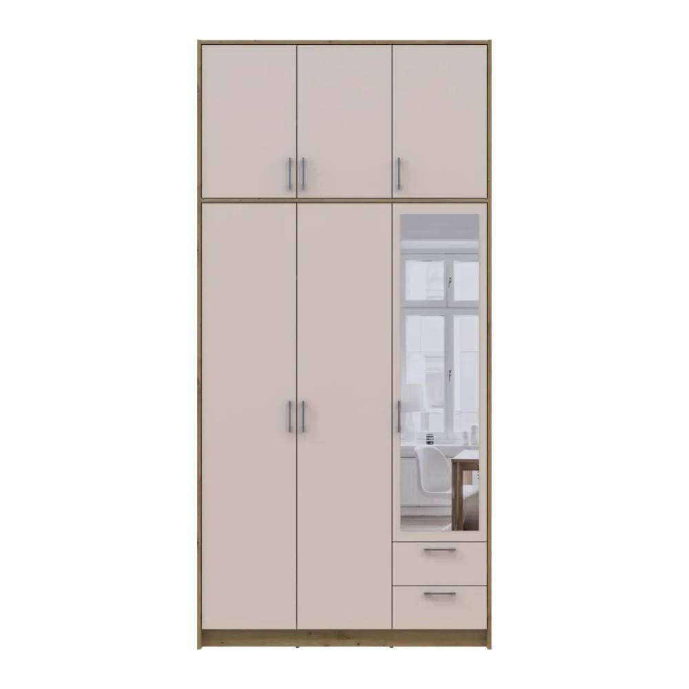 Шафа для одягу Doros Ронді з високою антресоллю і дзеркалом Дуб Артизан/Кашемір 3 ДСП 121х52х260 (DRS-011876) Львів - фото 5