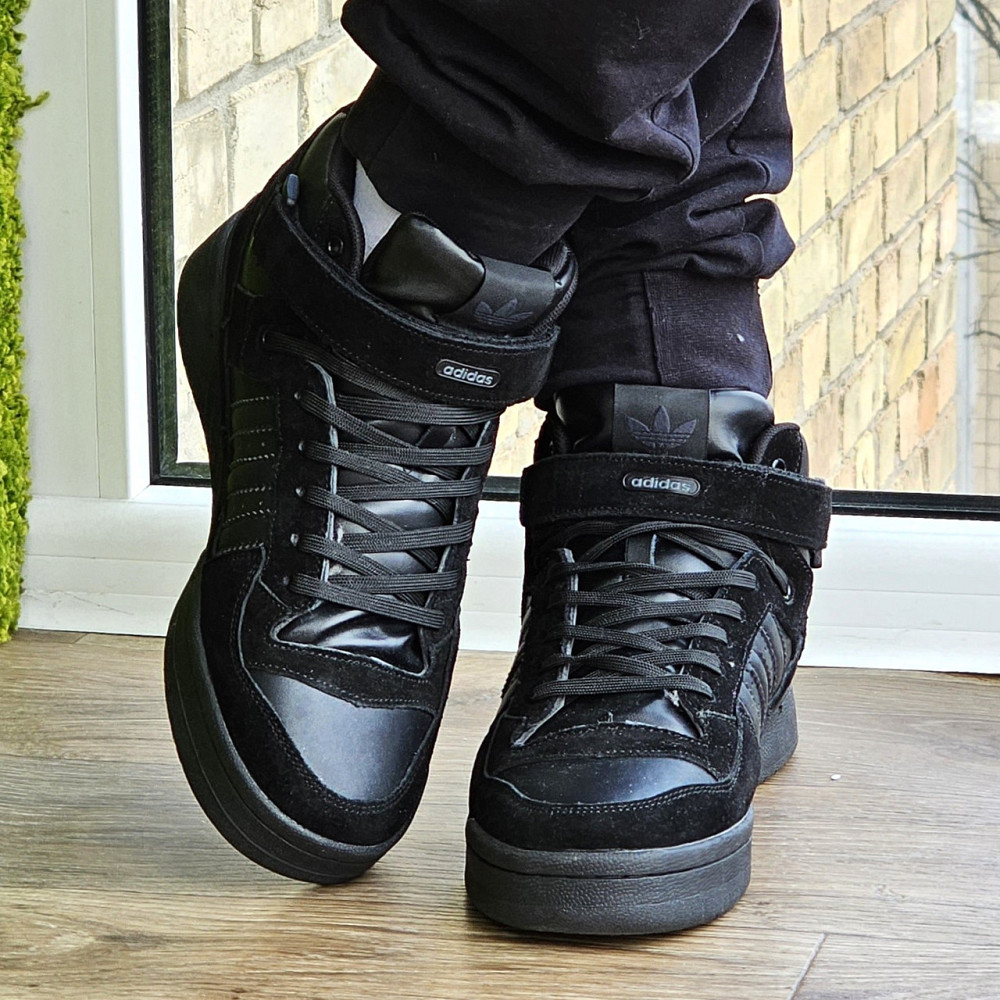 Высокие Зимние Кроссовки Adidas Forum с МЕХОМ Черные Мужские Ботинки Адидас (размеры: 43,44,45) Днепр - изображение 9