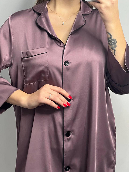 Женская ночная рубашка удлиненная шелковая L Мокко Харьков - изображение 1