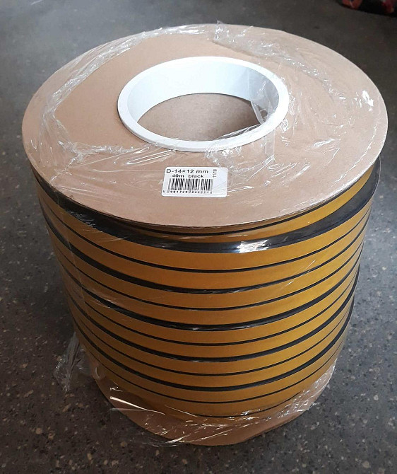 Самоклеючий гумовий ущільнювач для вікон та дверей профіль D 14х12 (40м) чорний Павлоград - фото 2