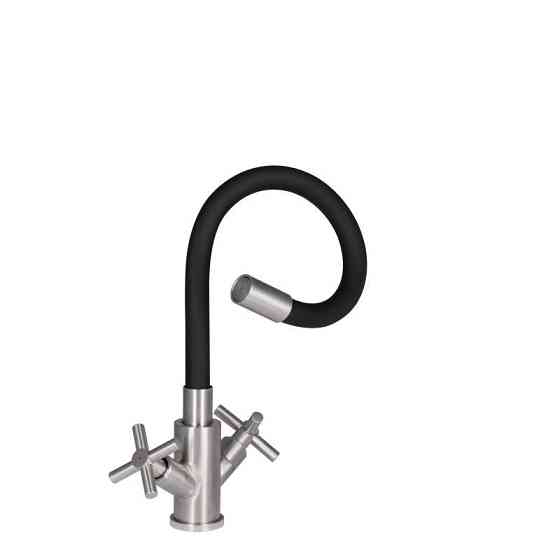 Смеситель для кухни с гибким изливом Lidz Wind Black 13R-BFS чорный мат Киев