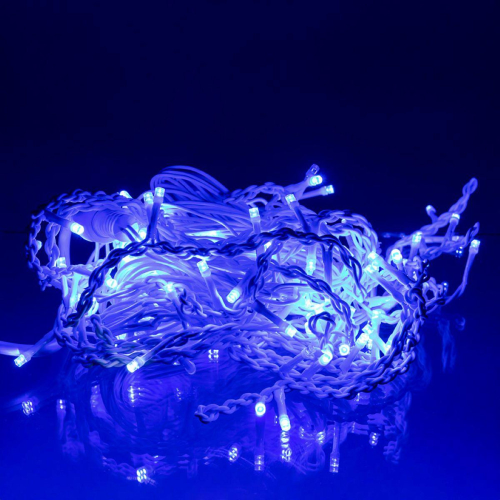 Новорічна гірлянда вулична Бахрома 6 м 105 LED білий провід Синій 6МWBL Київ - фото 2