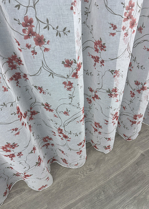 Тюль батист, коллекция «Flora» цвет белый с красно-коричневым принтом 1534т Киев - изображение 7