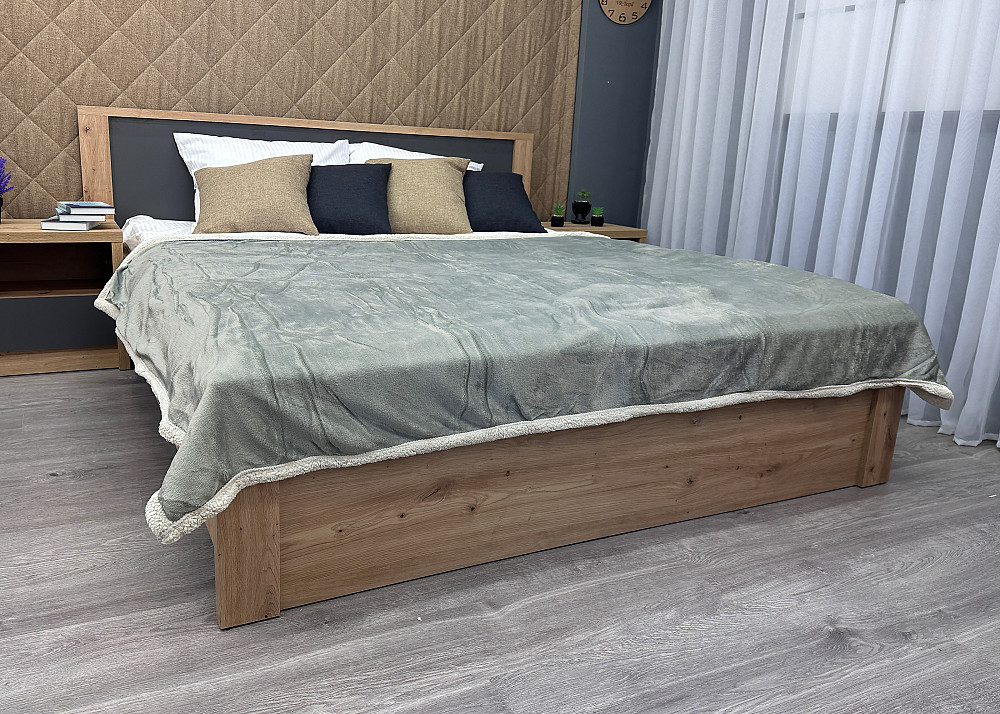 Плед двосторонній 155х200 см (+-5см) із штучною овчиною Світло-сірий з бежевим (87-066) Київ - фото 3