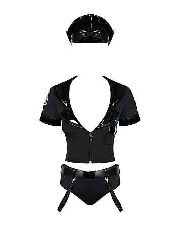 Еротичний костюм поліцейського Obsessive Police set S/M, black, топ, шорти, кепка, пояс, портупея Sex Aura Київ