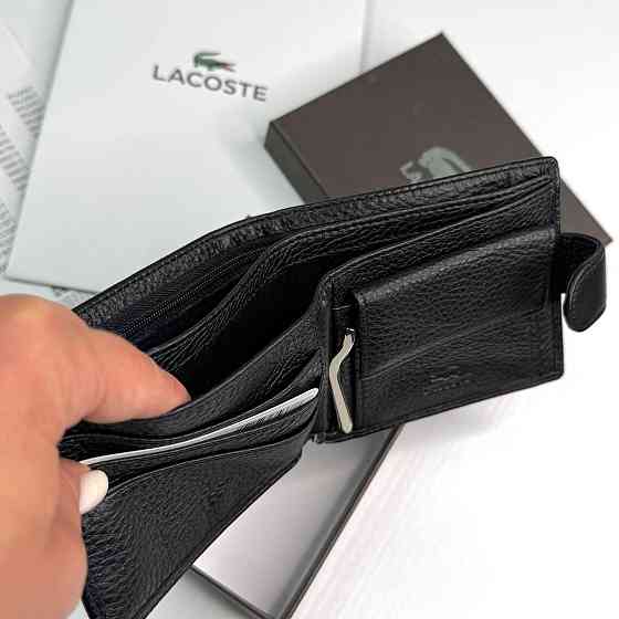 Мужской кожаный зажим на застежке Lacoste (6603) Киев