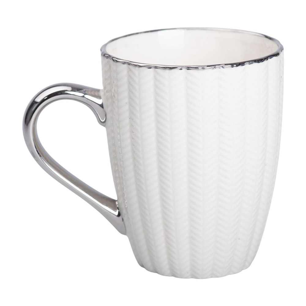 Liling Rongxiang Ceramic Чашка порцелянова 400 (мл) зі сріблястим обідком та ручкою Бежева RX-N Киев - изображение 1