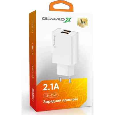 Зарядний пристрій Grand-X CH-15W 2xUSB 10.5W Black (CH-15W) Вінниця