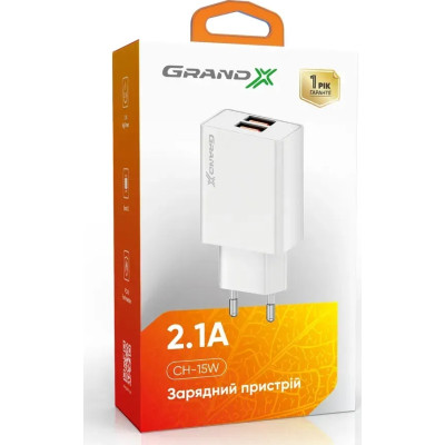 Зарядний пристрій Grand-X CH-15W 2xUSB 10.5W Black (CH-15W) Вінниця - фото 4