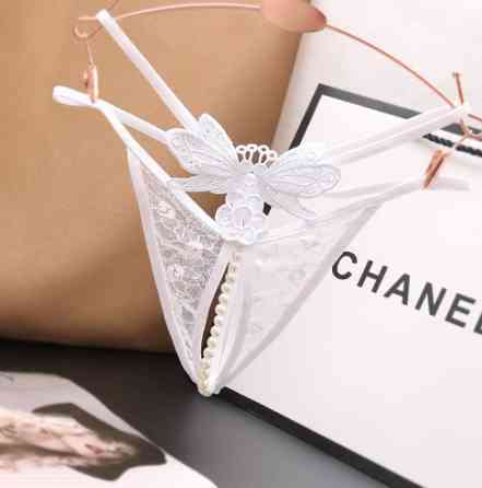 Трусики з бусинками та метеликами білі - розмір універсальний (на резинці), 15% нейлон, 85% поліестер Київ