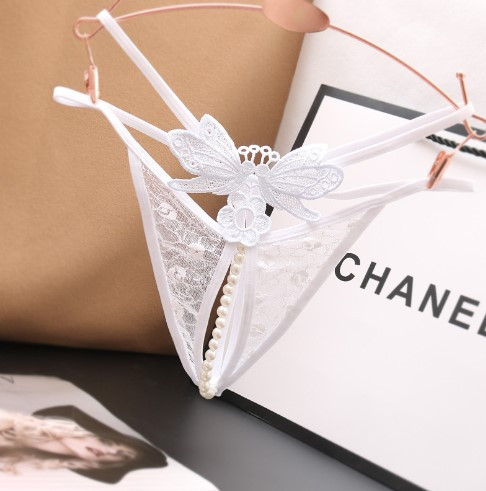 Трусики з бусинками та метеликами білі - розмір універсальний (на резинці), 15% нейлон, 85% поліестер Київ - фото 1