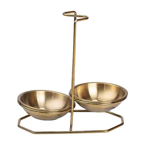 Вертикальна підставка для половника або ложок 20×12.5×19.5 см із нержавіючої сталі. Золото HP-19-14 Коломия