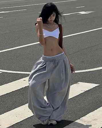 Женские объемные оверсайз брюки с резинкой в поясе двунитка Одесса