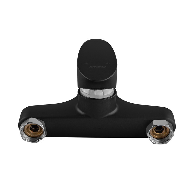 Змішувач для ванни Plamix CEZAR-009 EURO SET матовий чорний зі шлангом, лійкою та кронштейном (PM0693) Харків - фото 3