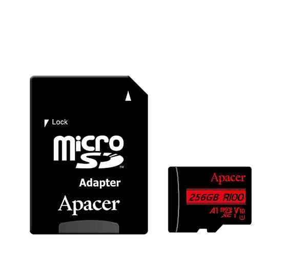 microSDXC (UHS-1) Apacer 256Gb class 10 V10 A1 R100MB/s (adapter SD) (AP256GMCSX10UB-R) Київ