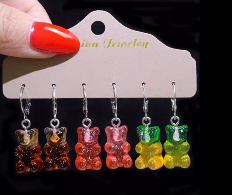 Детские серьги мишки набор 3 пары разноцветный Киев - изображение 1