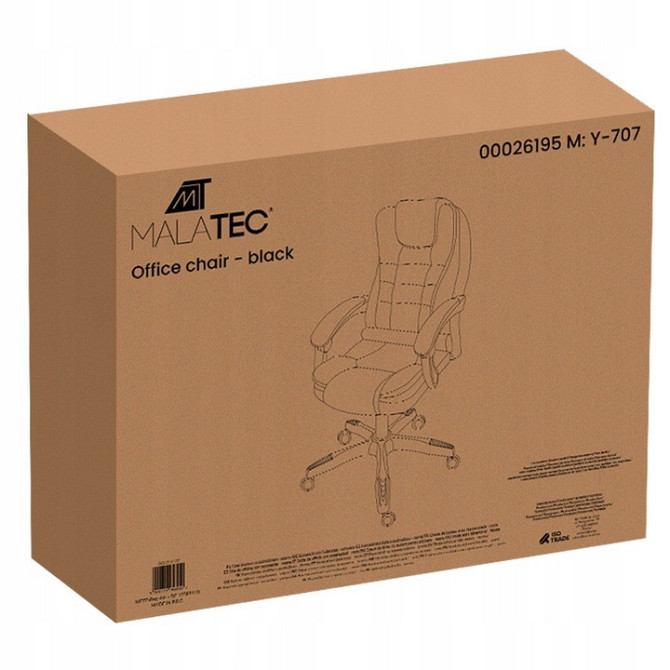 Офисное кресло с подставкой для ног из экокожи до 130 кг Malatec (26195) Black Нововолынск - изображение 10