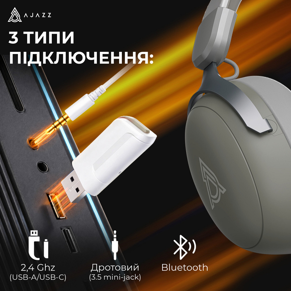 Bluetooth-гарнітура Ajazz AHM08 MAX 3-Mode Grey (AHM08-MAX-GW) ( 23787 ) Харьков - изображение 8