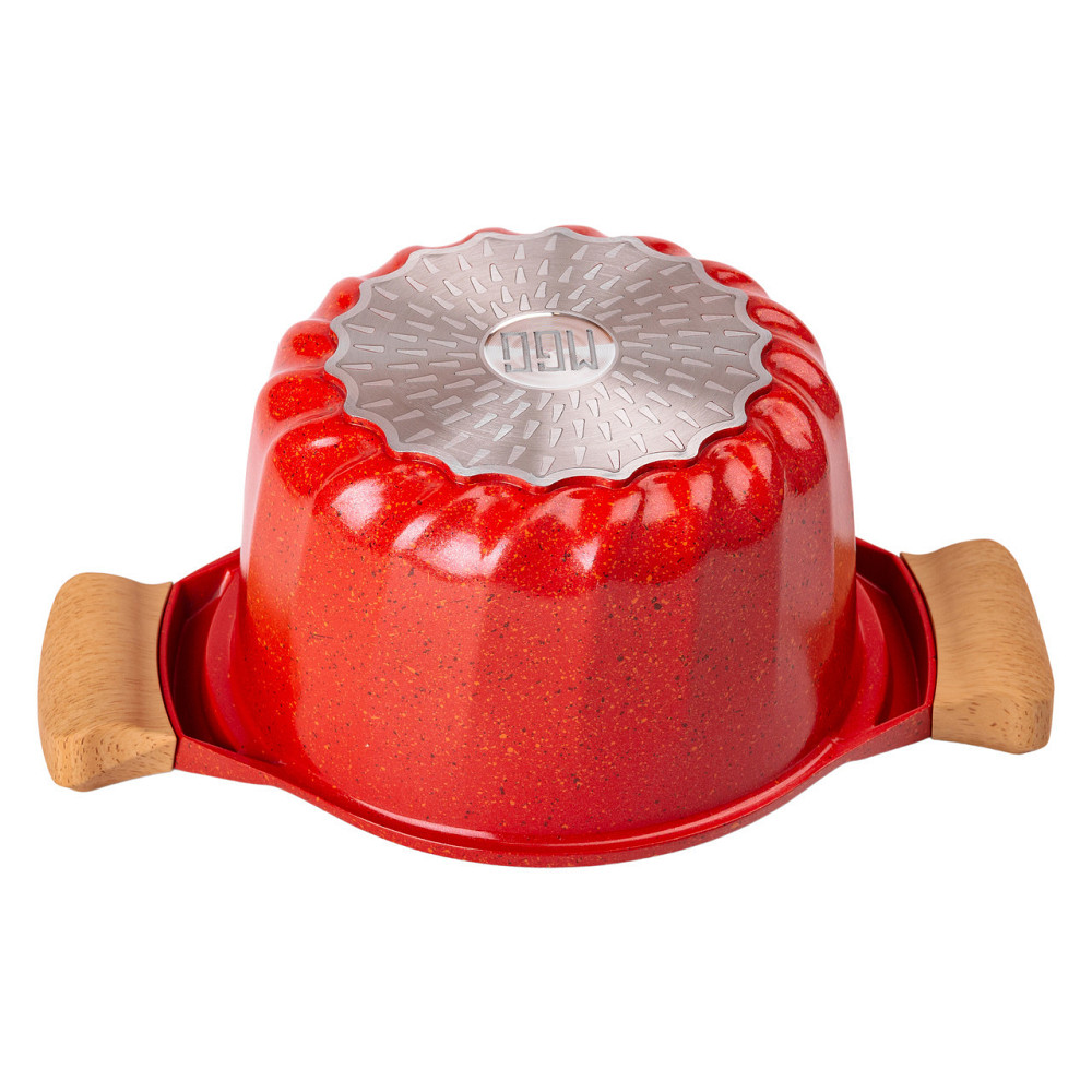 Набір посуду, 3 каструлі, товстодонне алюмінієве дно MGC з лопаткою та ополоником, червоний HP-4-401R Київ - фото 3