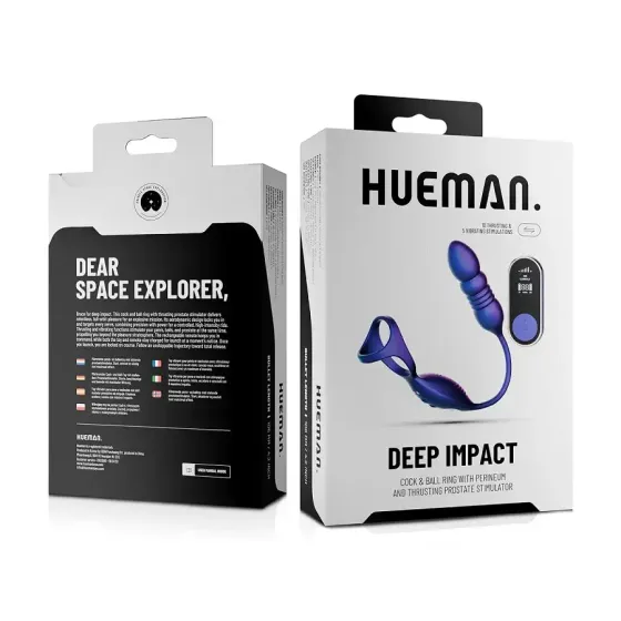 Анальний стимулятор з ерекційним кільцем Hueman Deep Impact, пульсація, масаж промежини Львів