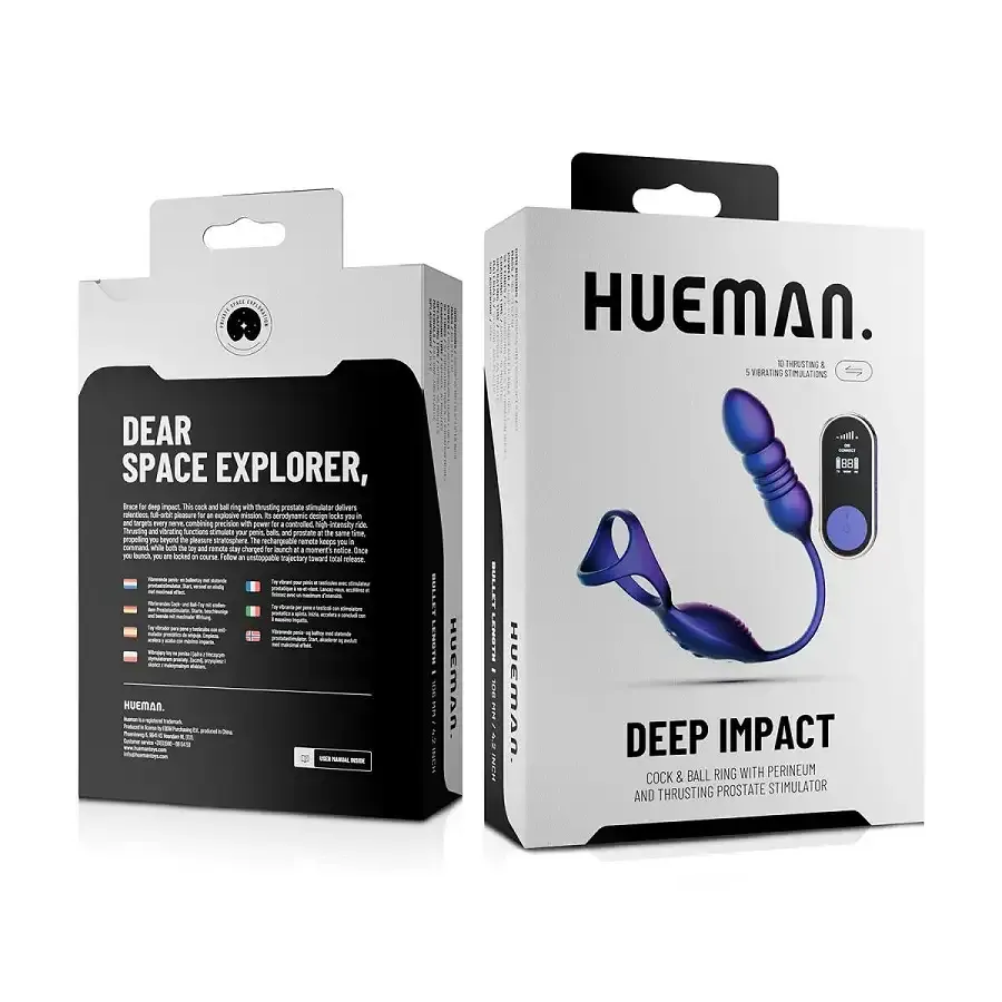 Анальний стимулятор з ерекційним кільцем Hueman Deep Impact, пульсація, масаж промежини Львів - фото 5