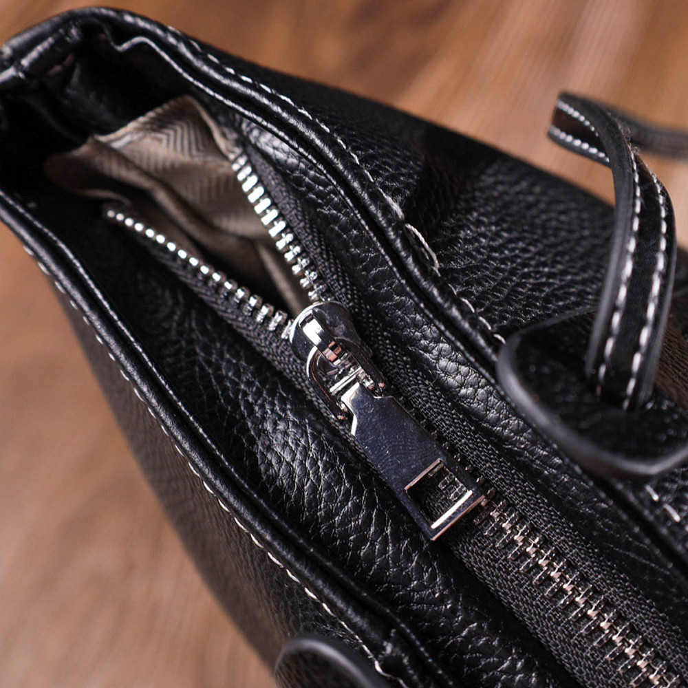 Вместительная женская сумка из натуральной кожи 22082 Vintage Черная Киев - изображение 10