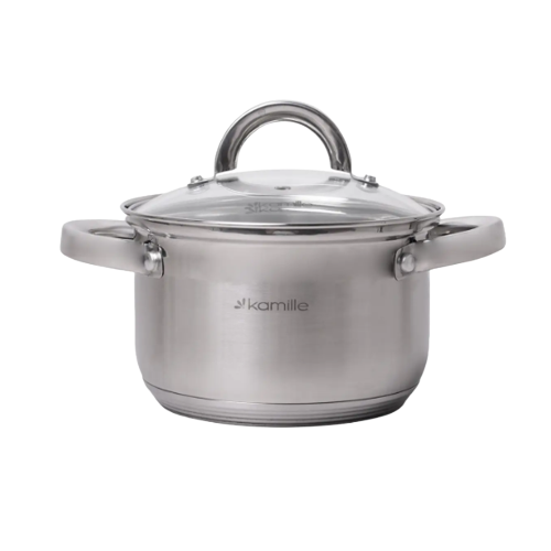 Каструля нержавіюча сталь 3,9л з кришкою порожнисті ручки 5620S KAMILLE Житомир - фото 1