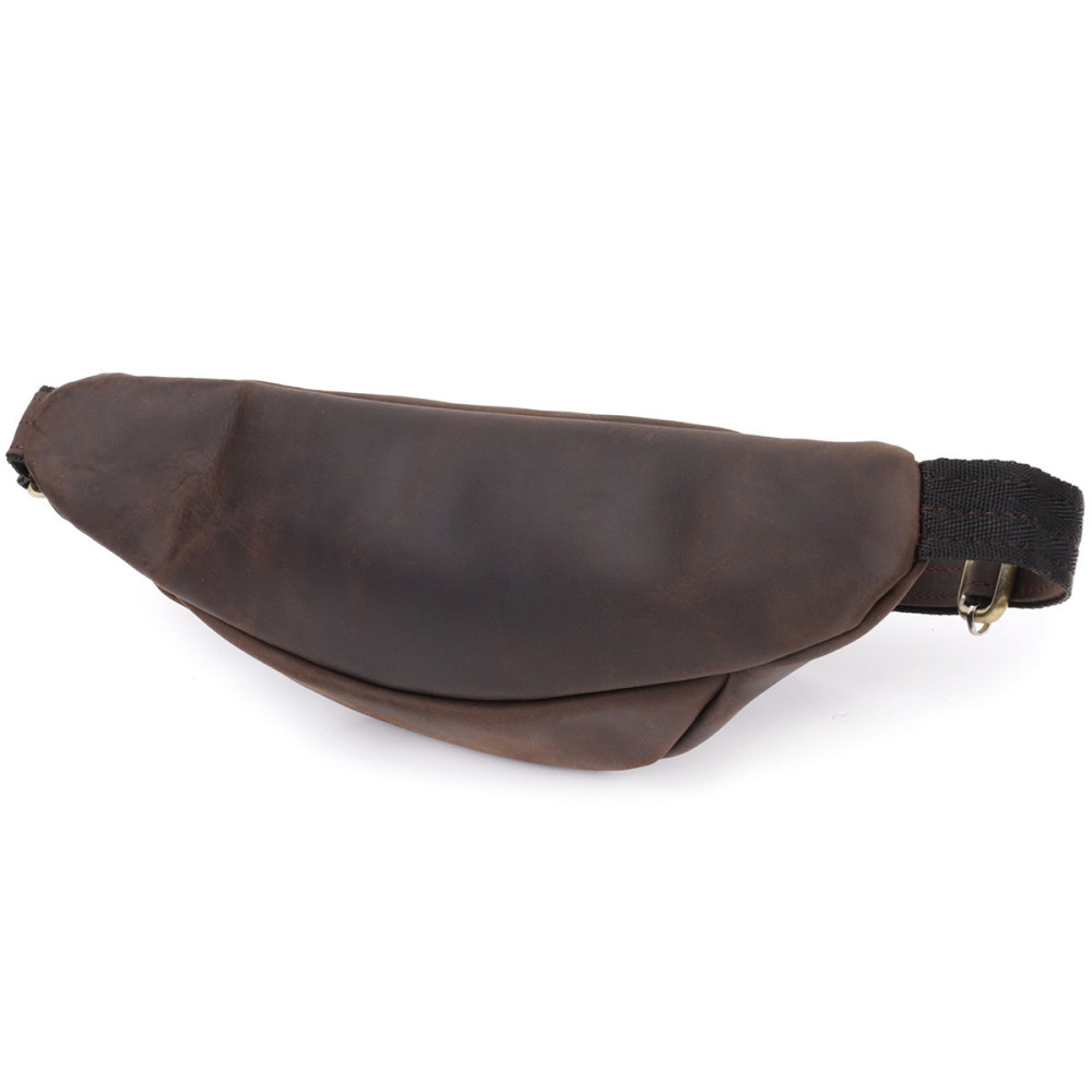 Добротная сумка бананка для мужчин из винтажной натуральной кожи Shvigel 23139 Коричневый Киев - изображение 10