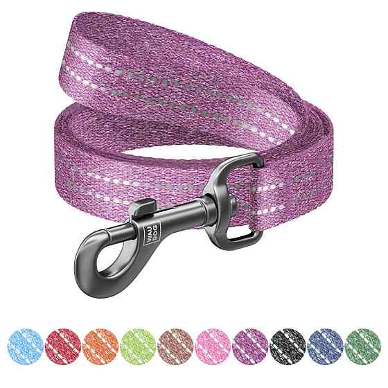 Повідець для собак із відновленої бавовни WAUDOG Re-cotton, світловідбиваючий, Ш 25 мм, Дов 300 см фіолетовий Київ