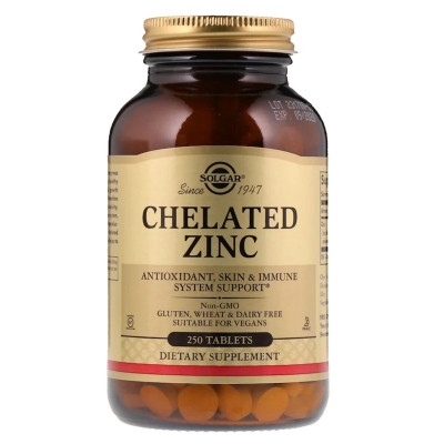 Минералы Solgar Цинк Хелат, Chelated Zinc, 250 таблеток (SOL-00801) Винница - изображение 1