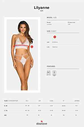 Эротичный комплект кружевной Obsessive Lilyanne 2-pcs set white S/M Sex Aura Киев