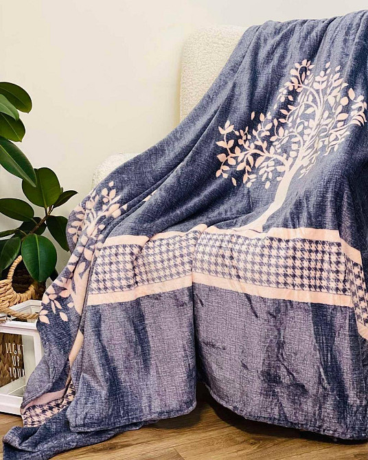 Ecotton Плед Ecotton 200х220 см із мікрофібри Well Soft Дерева синій Киев - изображение 1