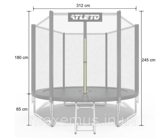 Батут детский Atleto 312 см с защитной сеткой и лестницей батут для детей садовый батут черный Мостиска