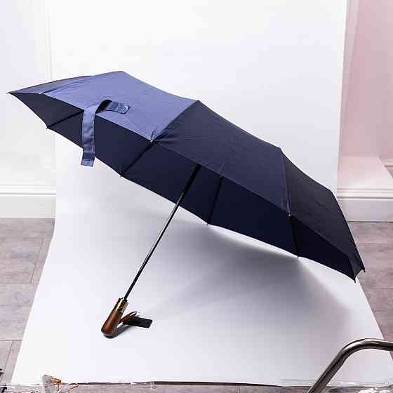 Yiwu Парасолька автоматична з дерев'яною ручкою класична з поліестеру діаметр 116 см Синя HP-23 Коломия