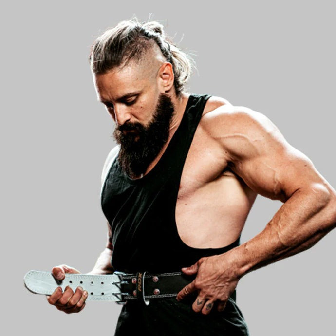 Пояс для важкої атлетики RDX 4 шкіряний Black Gold M Київ - фото 6