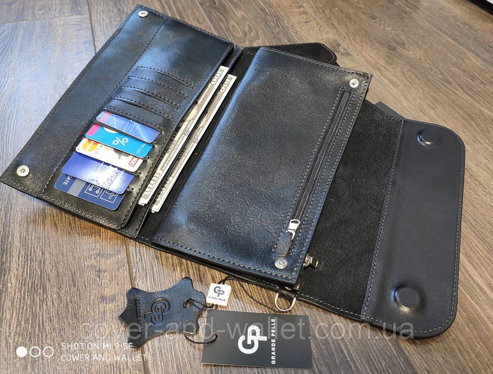 Стильний шкіряний чоловічий клатч на магнітах чорного кольору Grande Pelle Practico 704410 Київ - фото 6