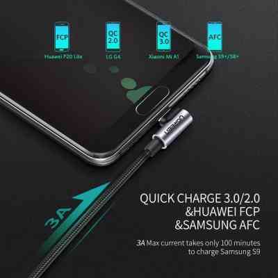 Дата кабель USB 2.0 AM to USB-C 1.0m US284 Angled Alum. Braid Black Ugreen (50941) Винница