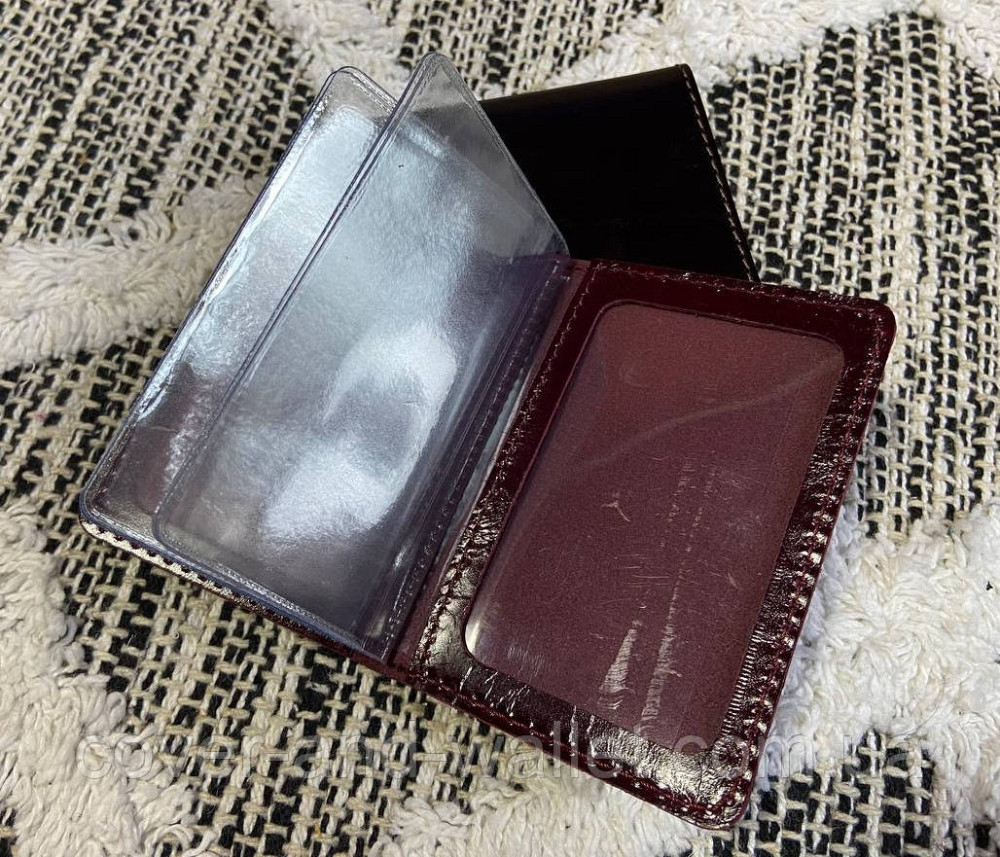 Бордовая кожаная обложка на ID паспорт и права ST Leather Киев - изображение 8