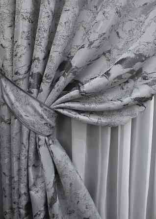 Комплект готовых штор VR-Textil Жаккард Мрамор Al3 № 1598ш Светло-серый с черным 145х270 см 2 шт (33-0465) Киев