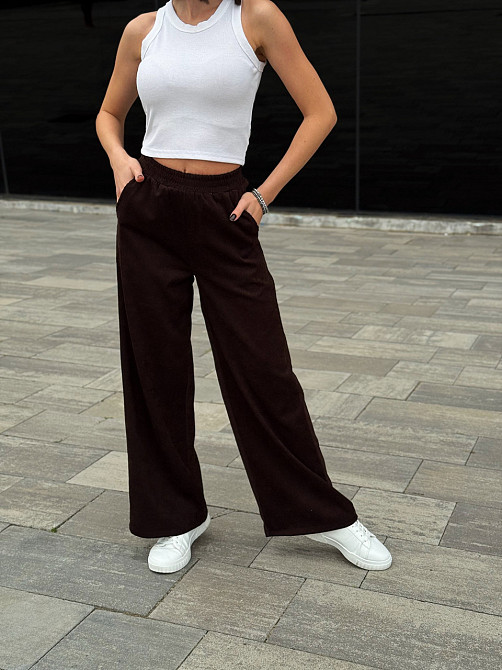 Жіночі вельветові штани палаццо "Garda" | Батал Шоколадний, 54-56 Київ - фото 6