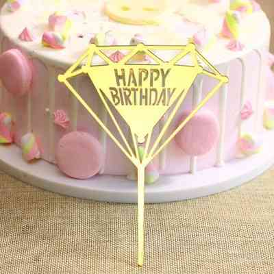 Топпер для торта Happy Birthday пластиковый 10 на 12 см золотистый Киев