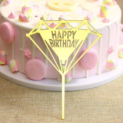 Топпер для торта Happy Birthday пластиковый 10 на 12 см золотистый Киев - изображение 3