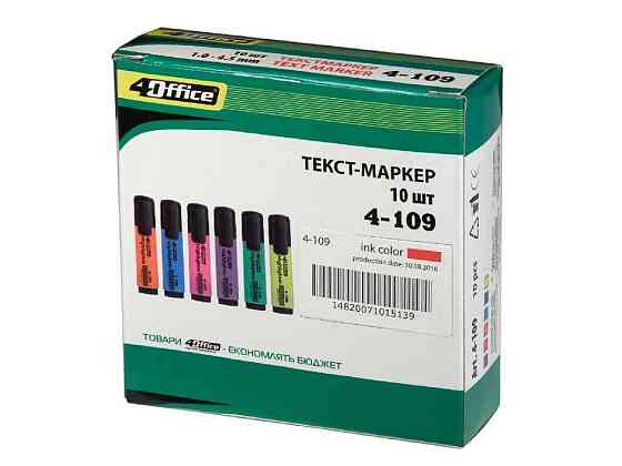 Текстмаркер 1-5мм рожевий 10шт/уп. 4-109 ТМ 4OFFICE   Solmir Київ