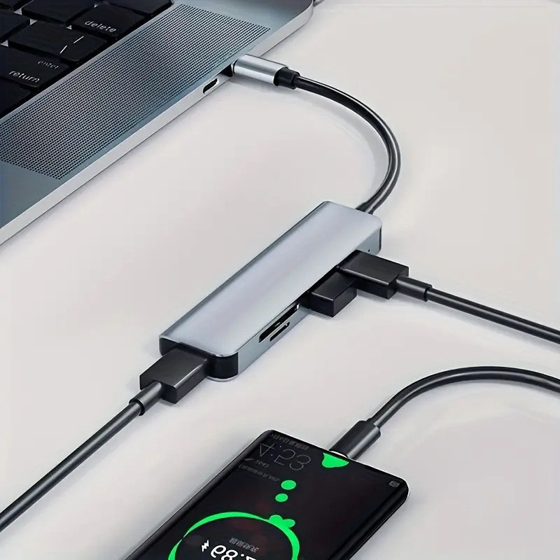 USB Type-C хаб з 2 USB 3.0, HDMI, кардридером, металевий Київ - фото 6