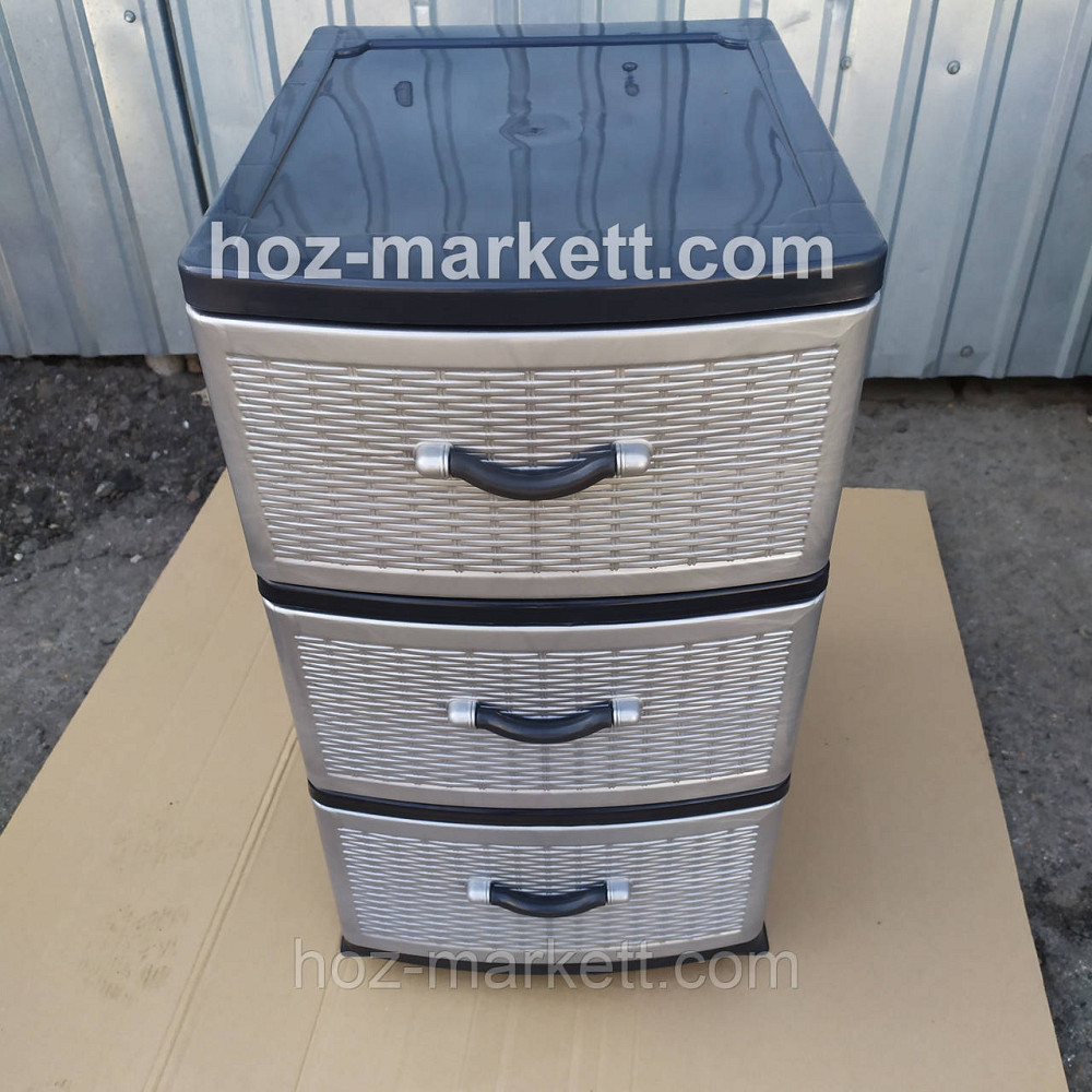 Комод пластиковый серый на 3 ящика производство Украина Харьков - изображение 4