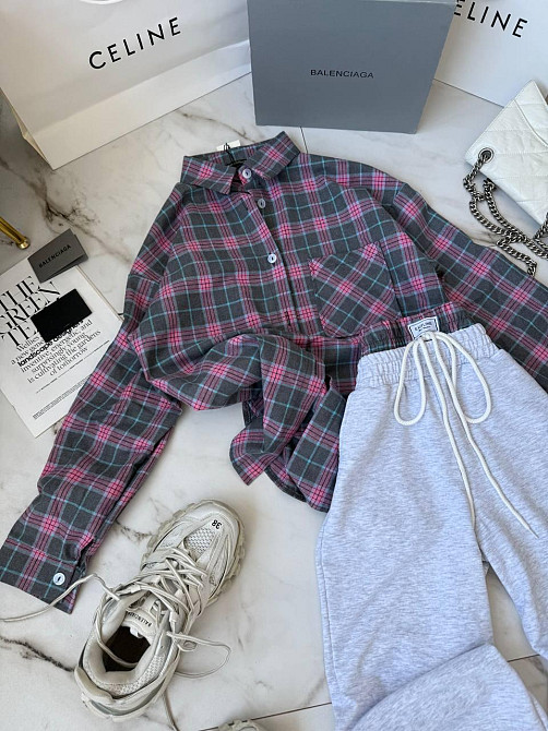 Женский стильный прогулочный костюм двойка: рубашка и штаны фланель + двунитка Розовый 2, 48/52 Одесса - изображение 7