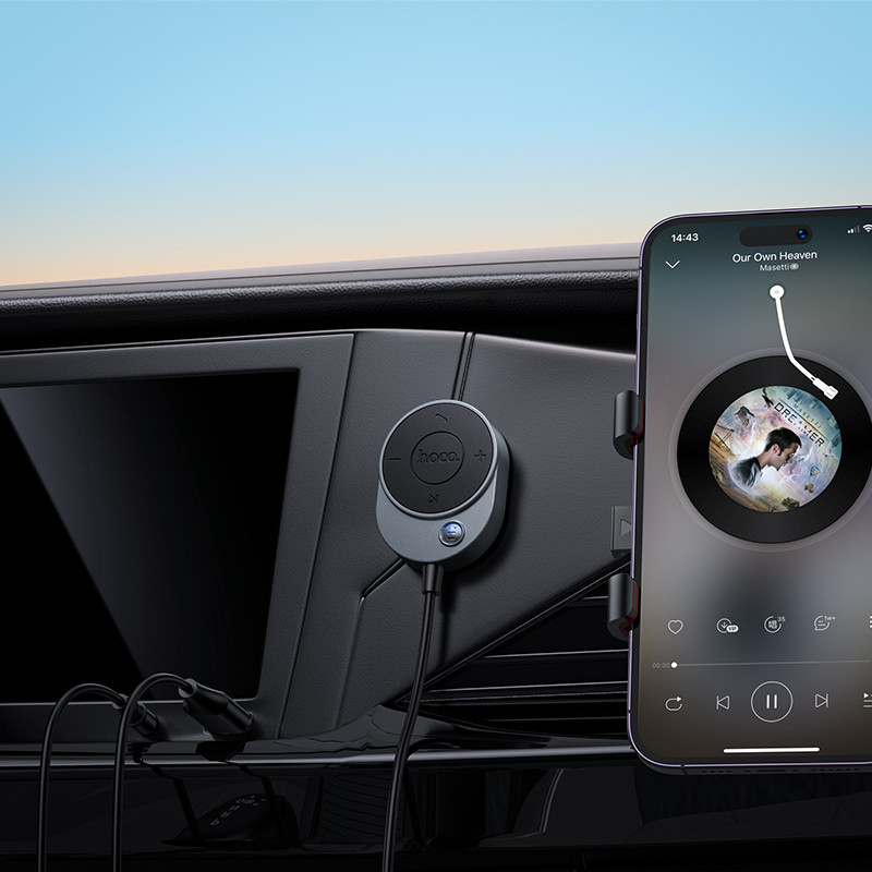 Bluetooth-ресивер HOCO E150 Path car AUX BT receiver with cable Metal Gray Киев - изображение 7